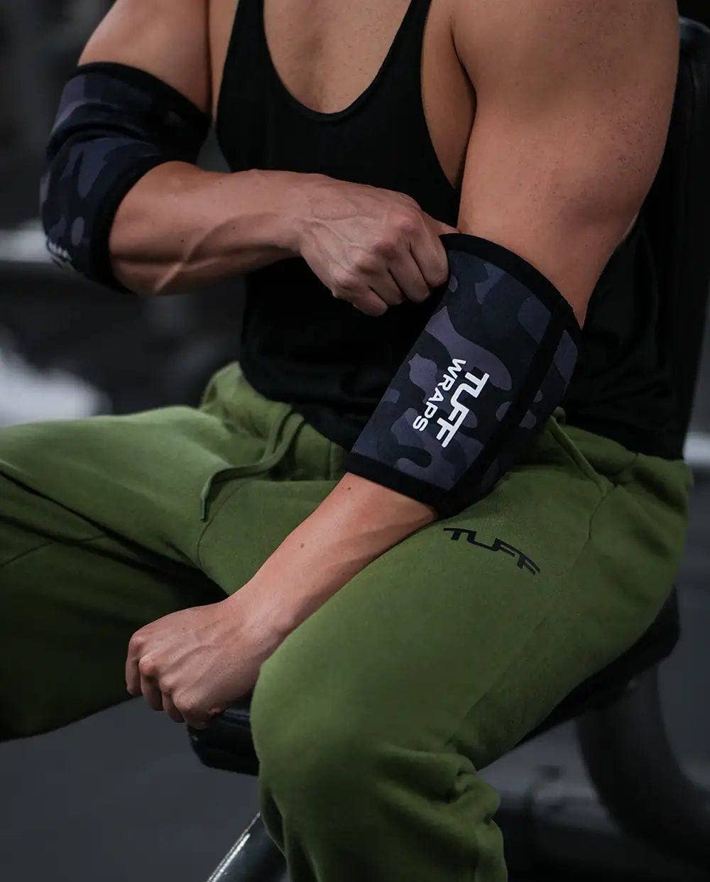 TuffWraps - Wholesale Fitness Equipment - TUFF Power Elbow Sleeves 7mm (Black Camo)6