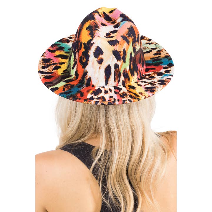 Cap Zone - Wholesale Fedora - Women's - Leopard Paint Splash Boho Chic Felt Fedora Rancher Hat3