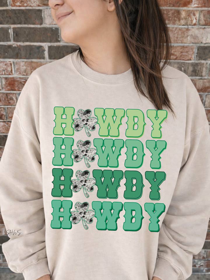 Howdy Cowprint Clover Tee + Sweatshirt for wholesale by Shop Hal Wholesale
