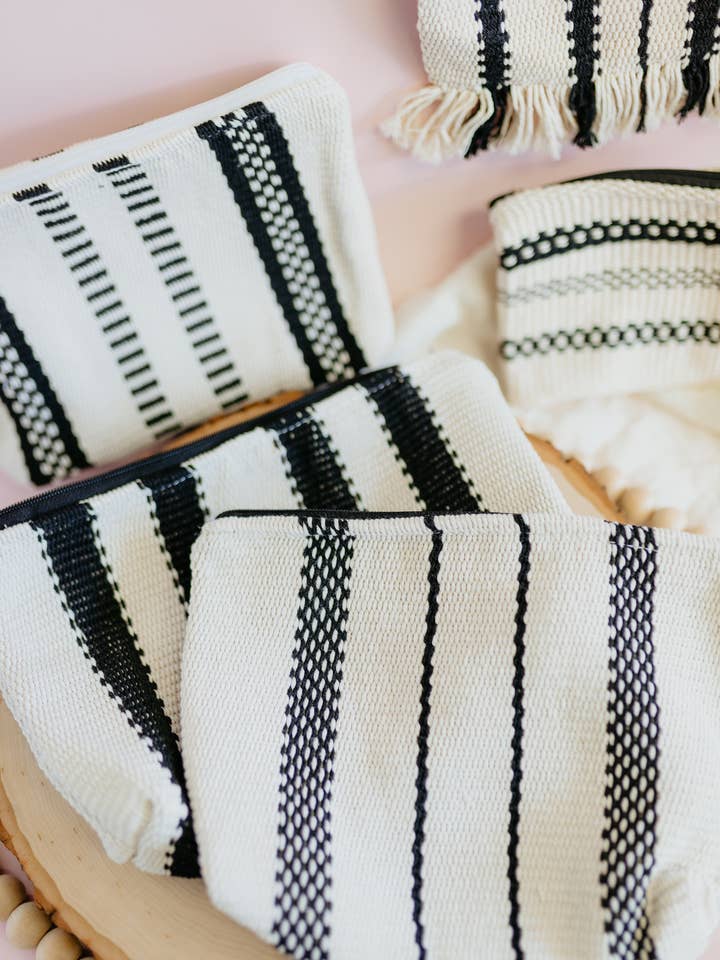 Monochrome Cosmetic Bag for wholesale by Hands Producing Hope