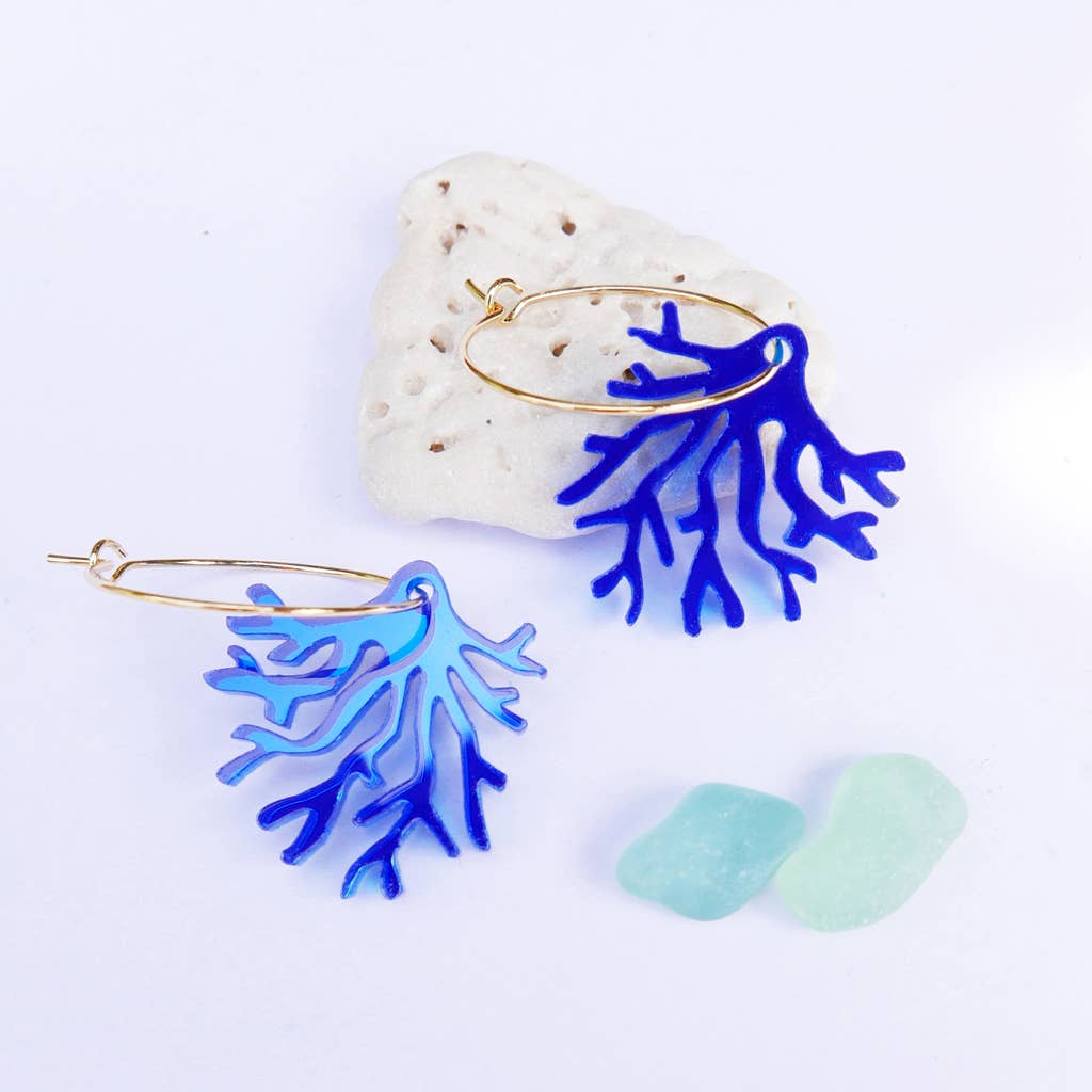 BiCA-Good Morning Design - Wholesale Dangle Earrings - Corallina gold hoop earrings, dangling corals0