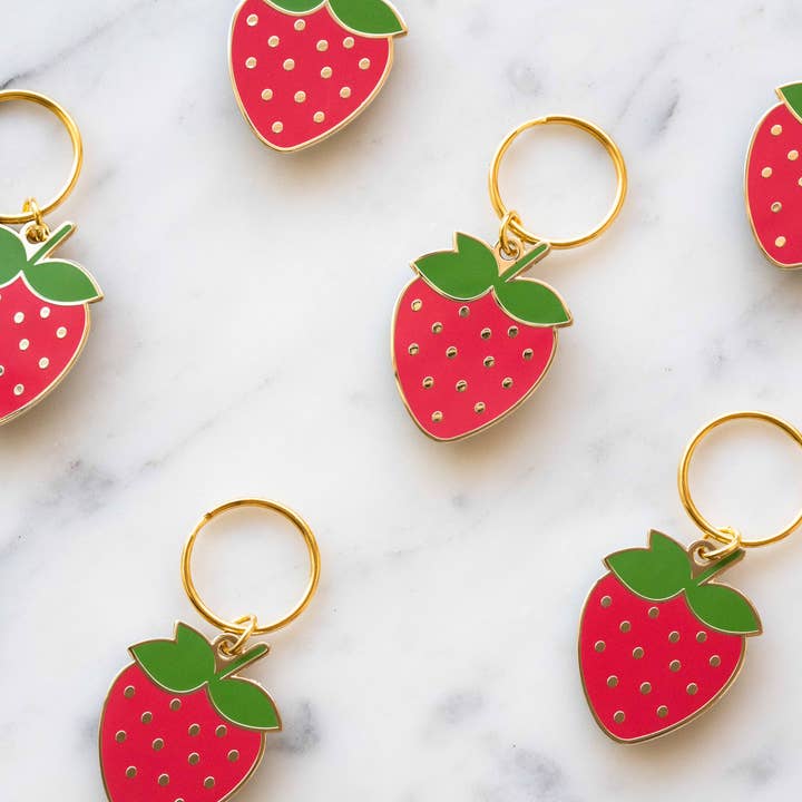 Gold multi Strawberry Keychain for wholesale on Faire1