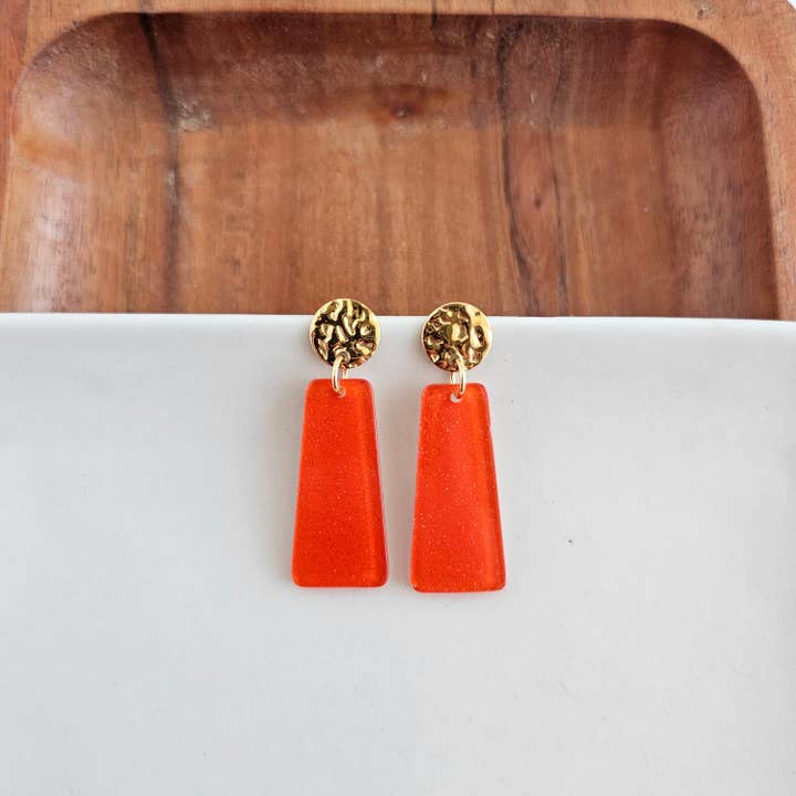 Spiffy & Splendid - Wholesale Dangle Earrings - Mia Mini Earrings - Orange Glitter // Jewelry, Game Day2