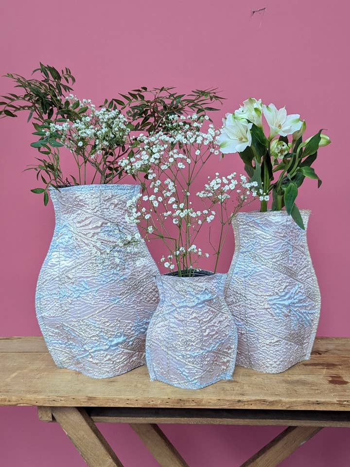 Pop Up Vase in Opal for wholesale by Megan Crook Textiles