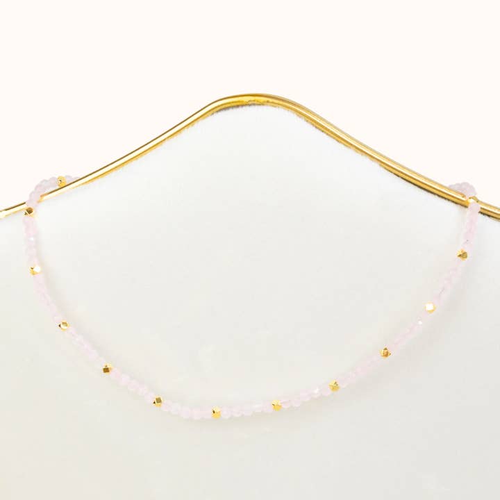 Rosenquarz Choker Gold für den Großhandel von Blue Buddha Jewelry