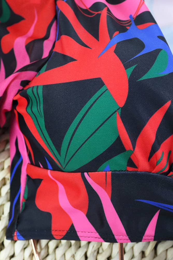 Red Twisted Hollow Out Waist One Piece Floral Swimsuit JSN024 for wholesale on Faire3