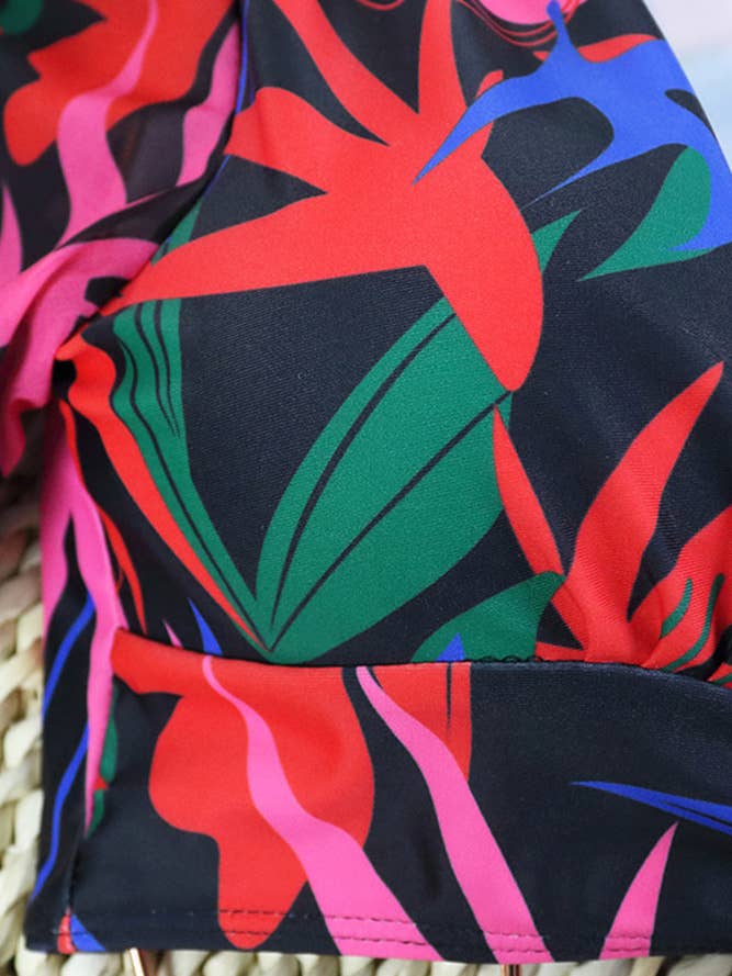 Rouge Maillot de bain une pièce fleuri torsadé à taille creuse JSN024 en vente sur Faire3