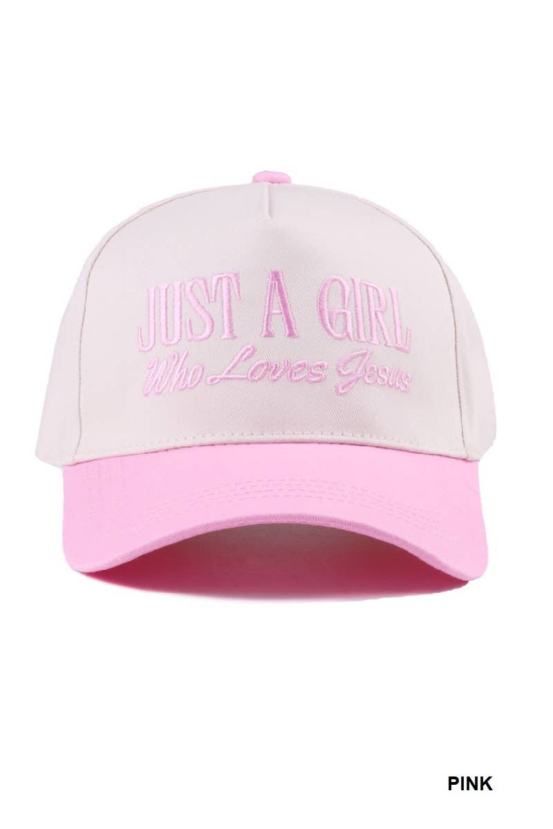 42POPS - Wholesale Baseball Cap - Women's - `.0724 Just A Girl Who Loves Jesus Two Tone Canvas Cotton Cap SI-2811