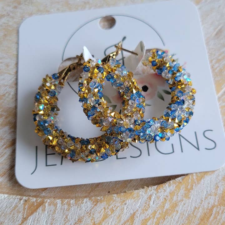 JEMdesigns - Wholesale Dangle Earrings - Blue and Gold Glitter Earrings8