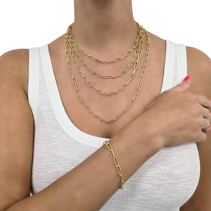 Amberman – Großhandel Glieder- & Kettenarmband – Italienisches Armband aus vergoldetem Sterlingsilber im Diamantschliff 7″