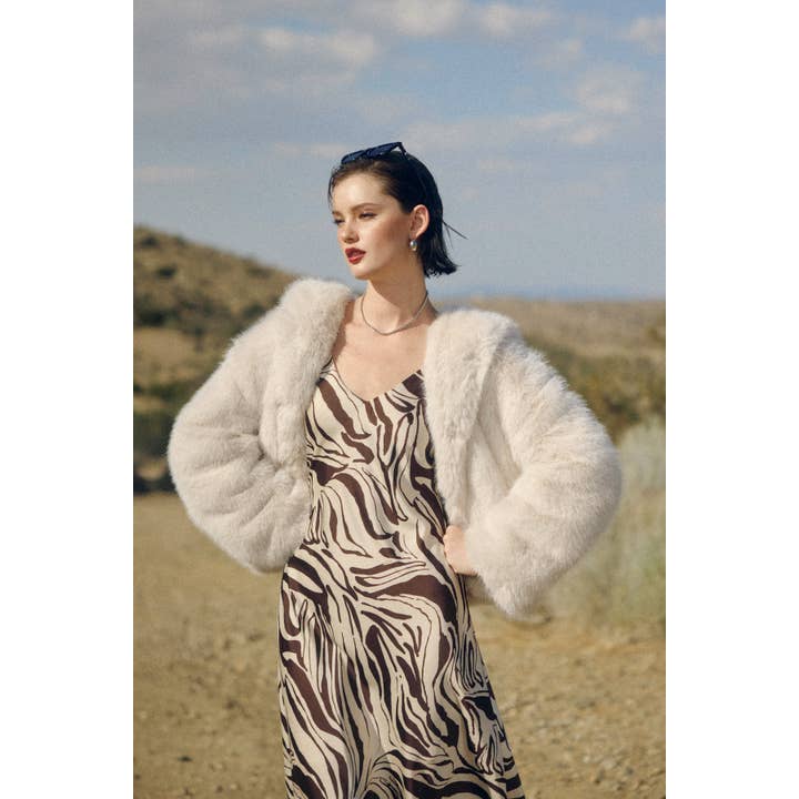 Desert Thaw Hooded Faux Fur Jacket for wholesale by Dress Forum