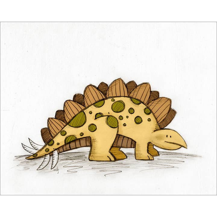 Dinosaure : Stégosaure (fond blanc) pour la vente par Paper Lion Art