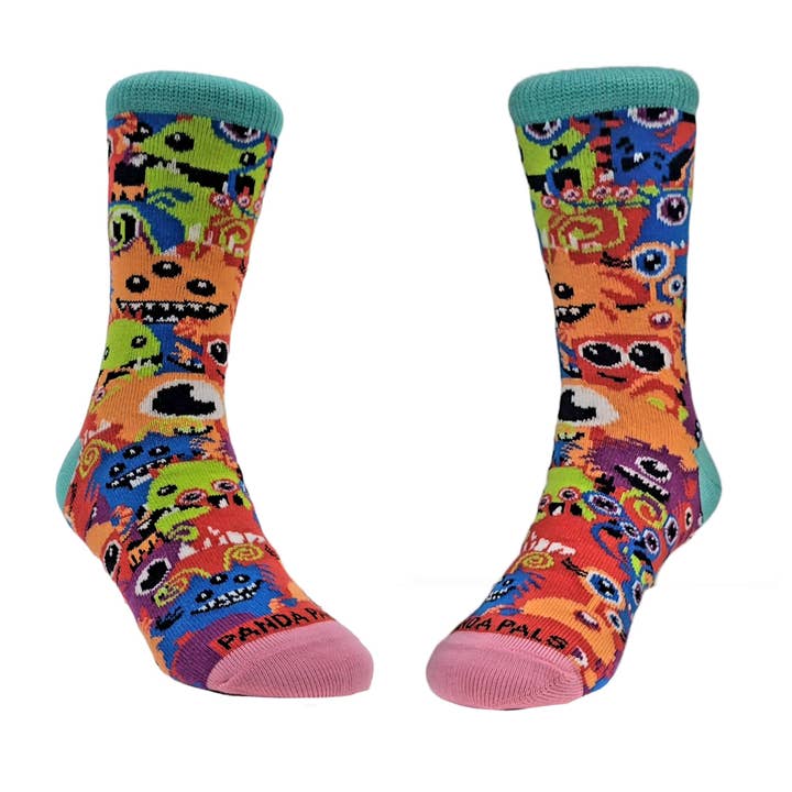 Monster Face Pattern Socks from the Sock Panda (Ages 3-7) for wholesale by Sock Panda