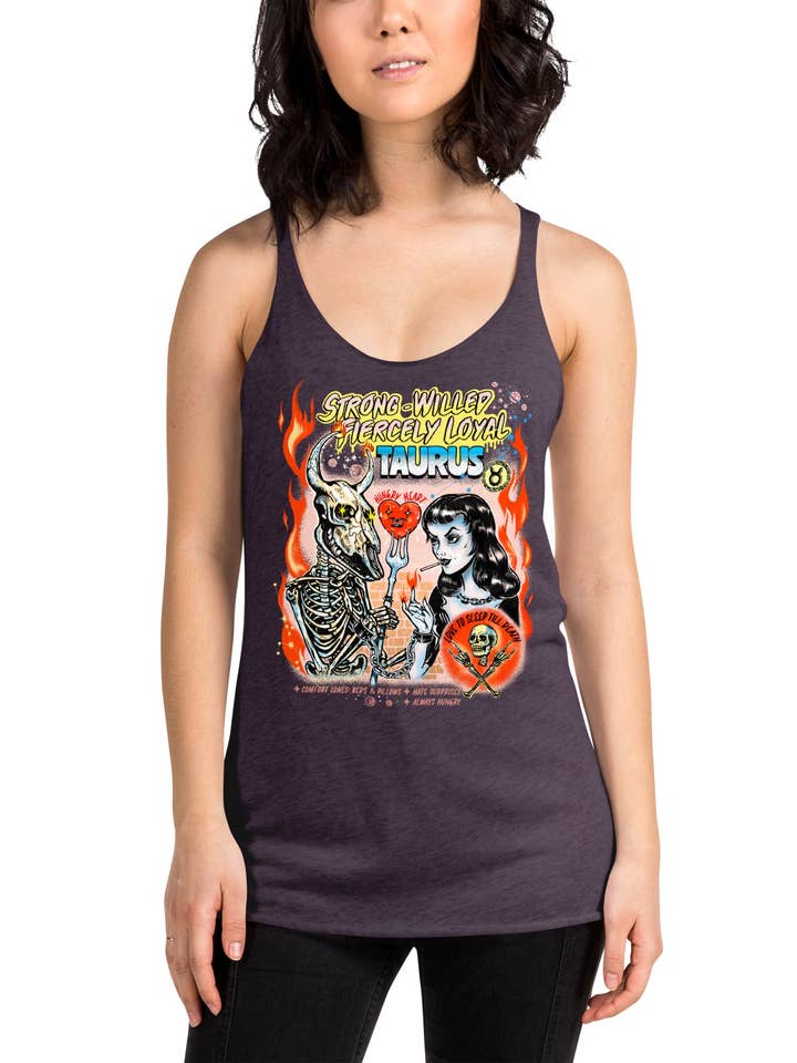 Taurus Women's Racerback Tank, Zodiac Top for wholesale by Axis Mundi Art & Design