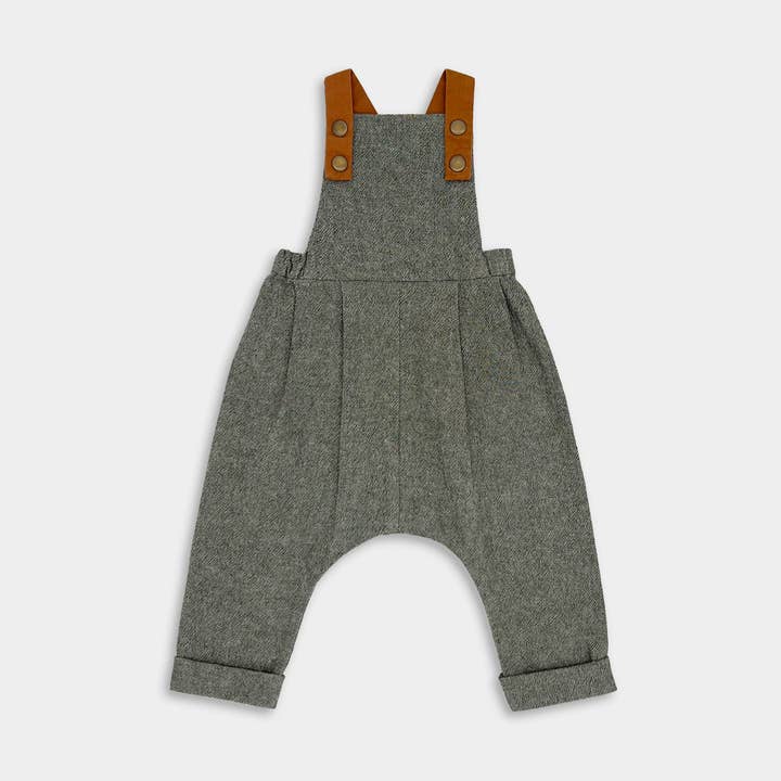 Unisex Linen Long Overalls - Olive Green for wholesale by Lillies Dream