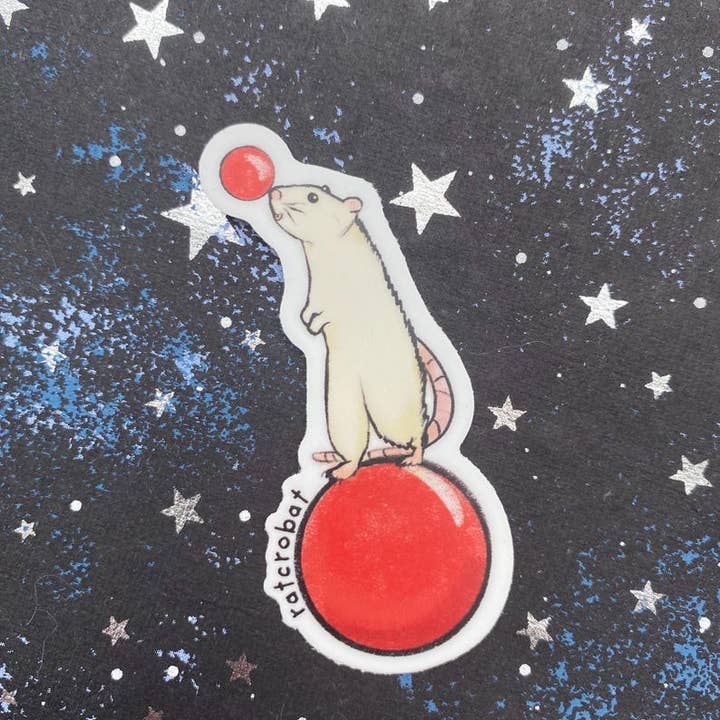 AstroManatee Shop - Vente Autocollant - Ratcrobat // autocollant de rat // rat de compagnie // cadeaux pour les propriétaires de rats2
