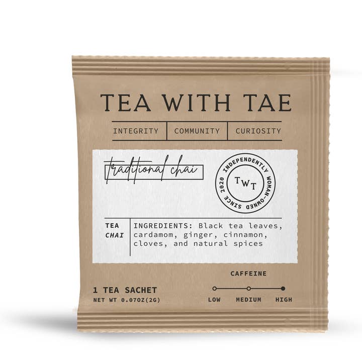 Tea with Tae - Wholesale Tea Bags - Traditional Chai Individually Wrapped (25¢ ea. FINAL SALE!)