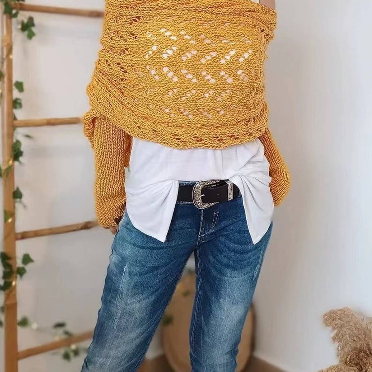 NINEXIS - Vente Écharpe – femme - CWASC1793_ÉCHARPE CREUSE TORSADÉE À COL CHÂLE À MANCHES LONGUES9