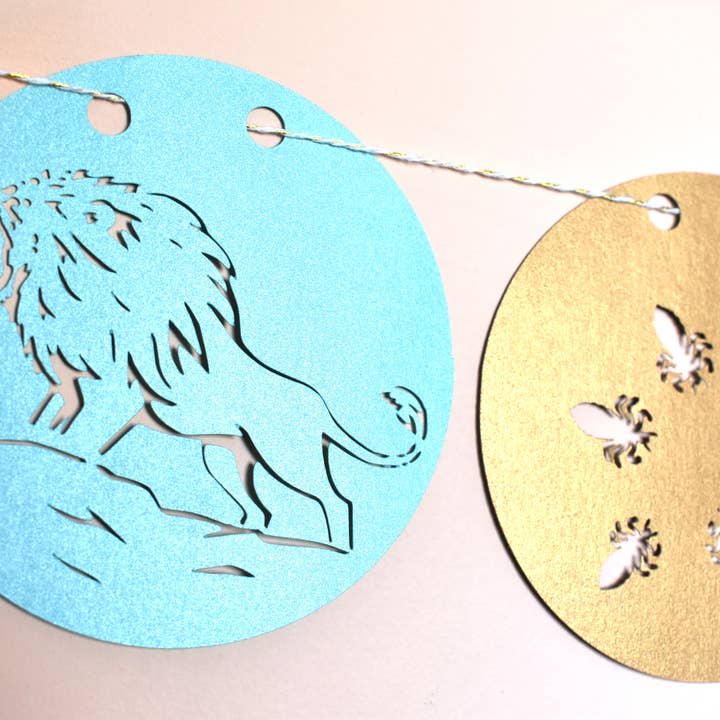 thekitcut - Vente Fanion/guirlande - Guirlande des 10 fléaux de la Pâque | Décoration de fête juive6