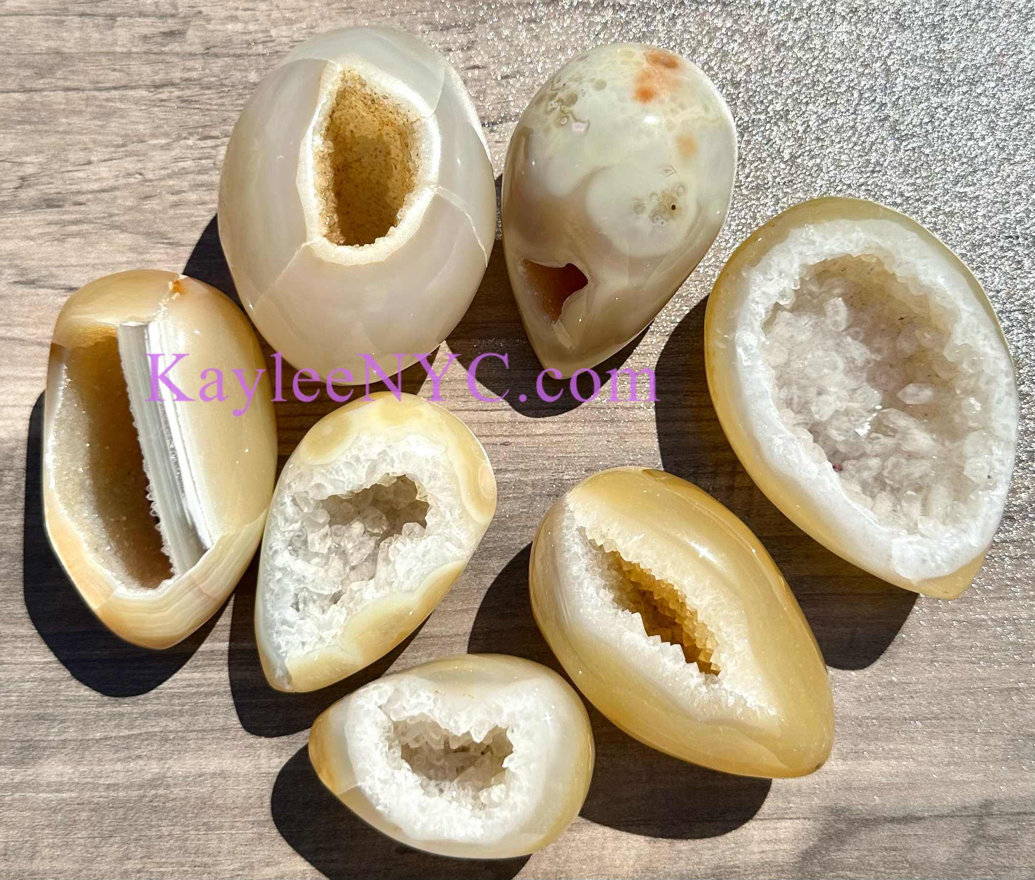 KayleeNYC - Wholesale Spiritual Stone/Crystal - 7-8 pcs Natural Druzy Agate Crystal Egg Energy Healing4