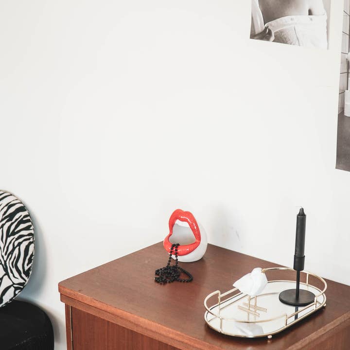 Housevitamin bv - Vente Pot - Pot - Rebord - Céramique - Rouge/Blanc -10x10x124