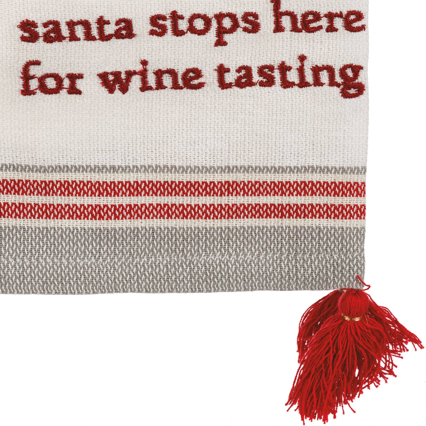 Primitives by Kathy - Wholesale Tea Towel - Santa Stops Here For Wine Tasting Kitchen Towel3