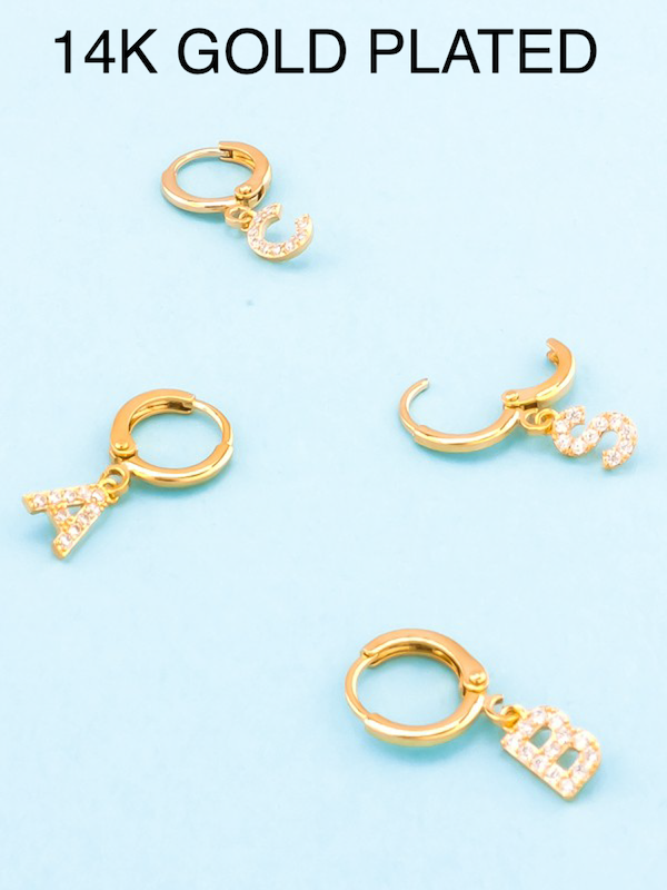 Gold Pave Drop 14k Initial Earrings for wholesale on Faire7