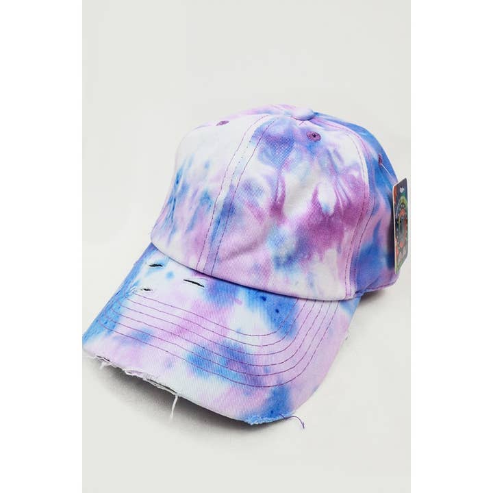 Tie Dye Washed and Distressed Baseball Cap for wholesale by Love and Repeat
