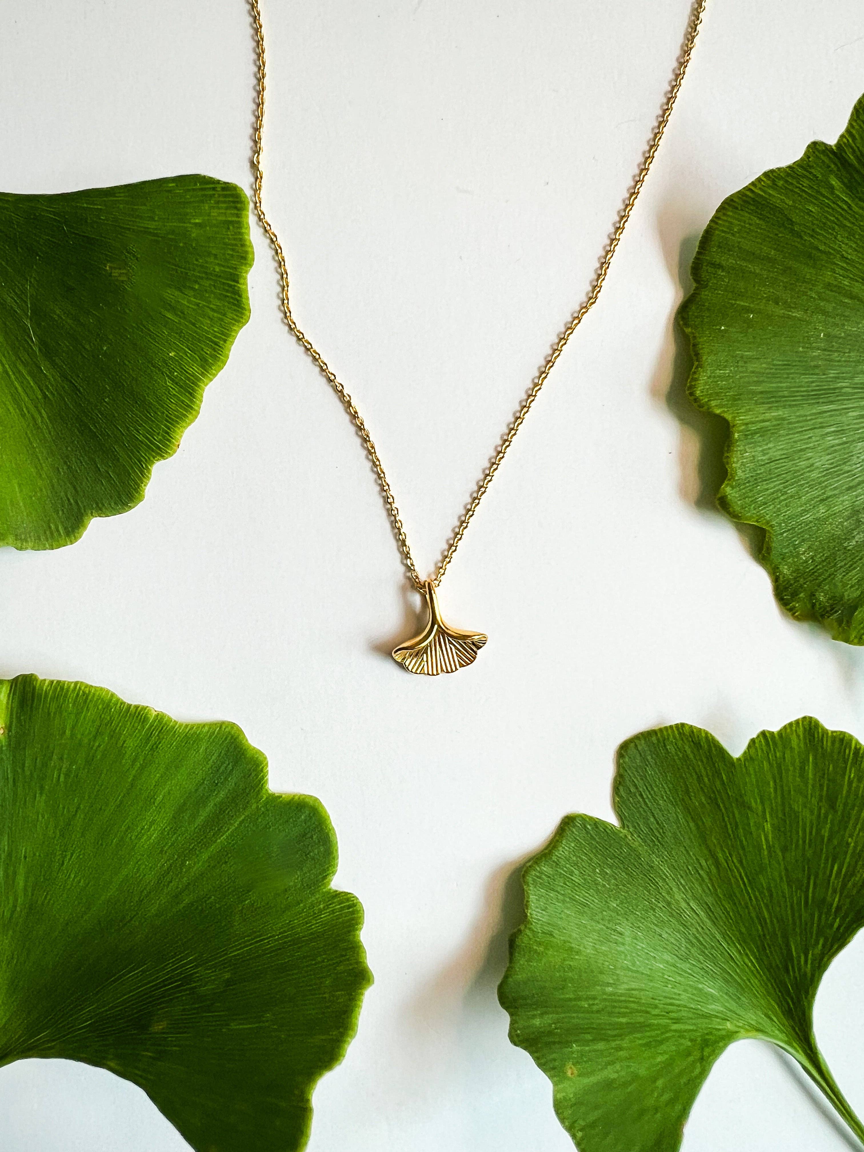 Natalie Clare Collections - Wholesale Pendant/Charm Necklace - Gold Ginkgo Leaf Necklace3