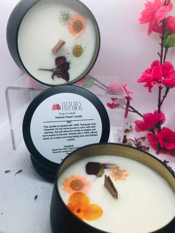 Natural Peach Candle for wholesale by Luxuria Studios
