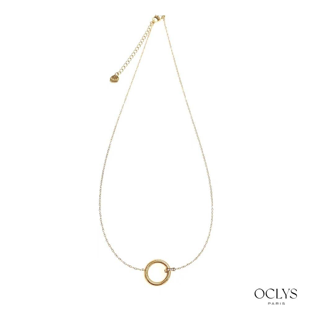 Oclys - Vente Colliers à pendentif - Collier acier inoxydable avec anneau strass Selena0