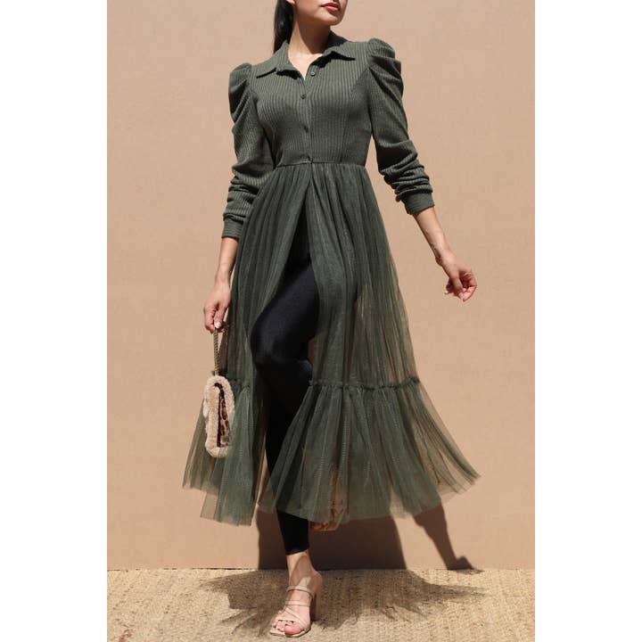 Black Pearl Clothing - Wholesale Dress - Women's - PUFF SLEEVE TULLE DRESS6