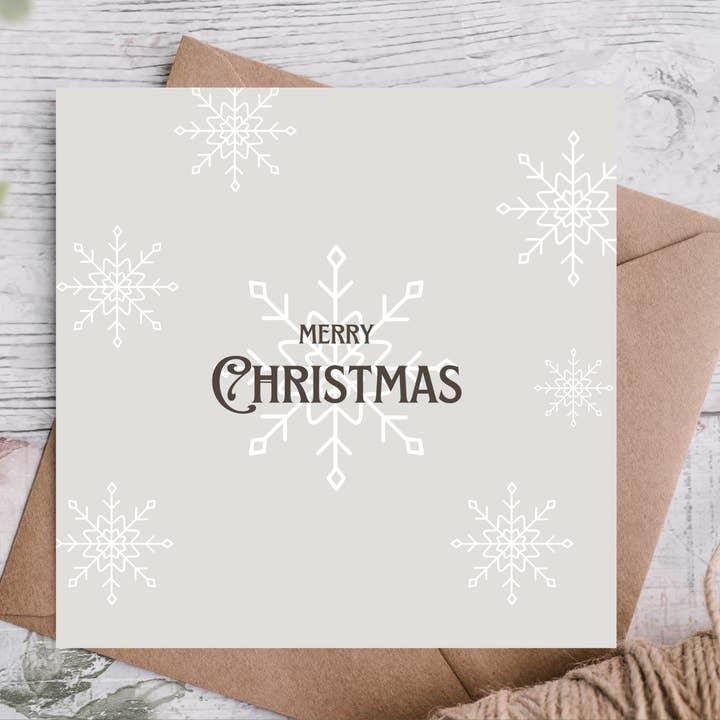 Classic Snowflake Merry Christmas Card for wholesale by Highgrove Cards