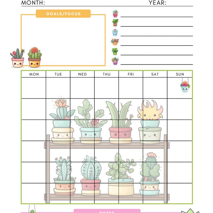 A5 Clipart Plant Monthly Planner , 24 pages. Eco Friendly for wholesale by Missh Shop