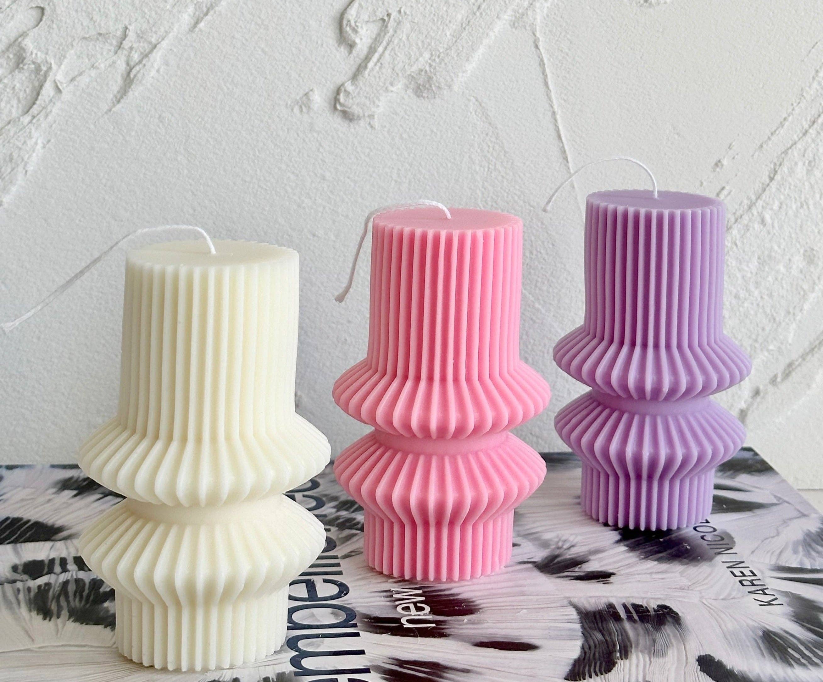 LA AROMA CANDLE CO. - Wholesale Pillar Candle - Striped Pillar Candle3