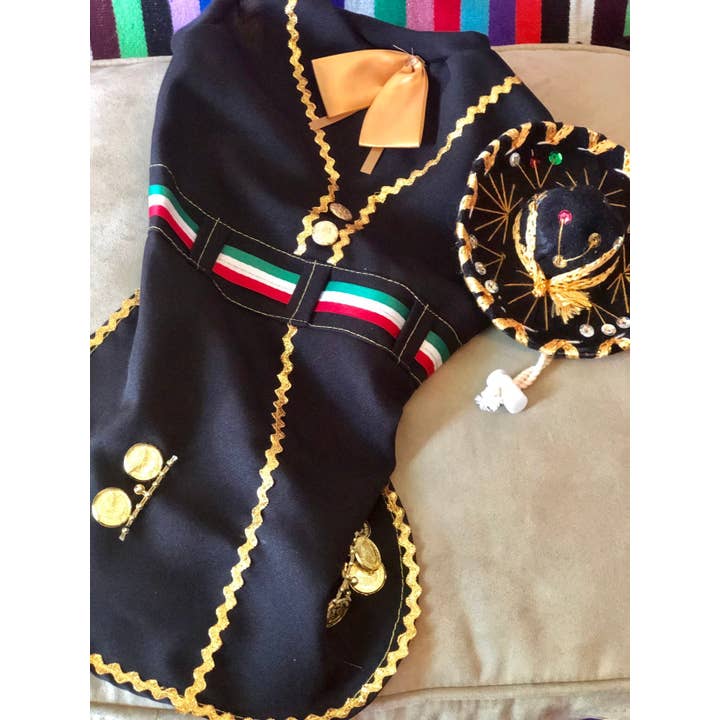 Gueyita Mexicana - Wholesale Pet Costume - Dog - Mariachi Dog Costume/Outfit - With Skirt and Black Sombrero2