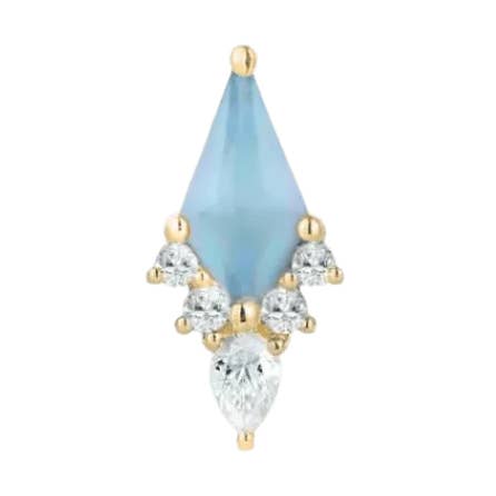 Nachglühen – Sandgestrahlter Schweizer Blautopas – Fadenloses Ende aus 14K Gold für den Großhandel von Piercing-zone