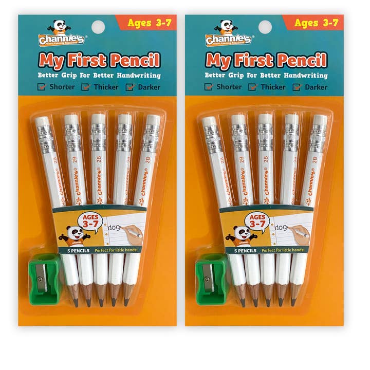 My First Pencil- 2 Pk (10)-White-Easy to Hold-With Sharpener for wholesale by Channie's Visual Resources