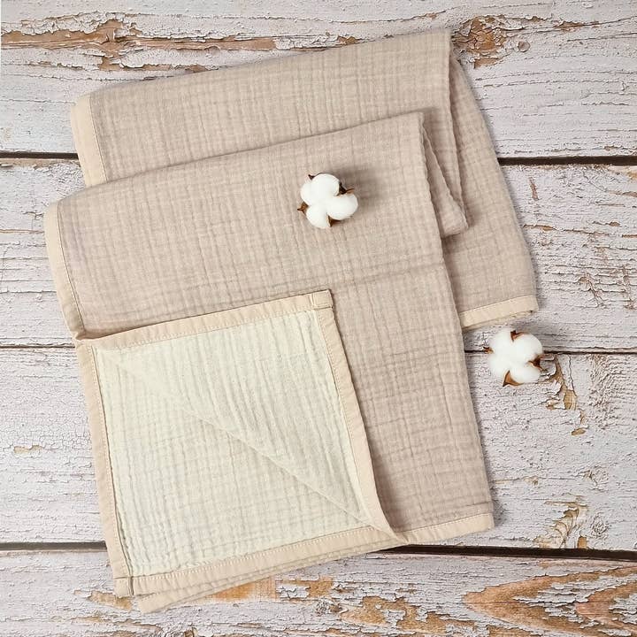 Ninki Nanka Organic – wholesale Filtar – Barn och baby – Muslin babyfilt - Beige & Ivory