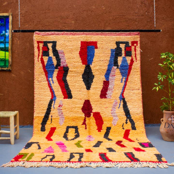 Uldtæppe med neutralt og farverigt mønster for engroshandel hos Daridecoo