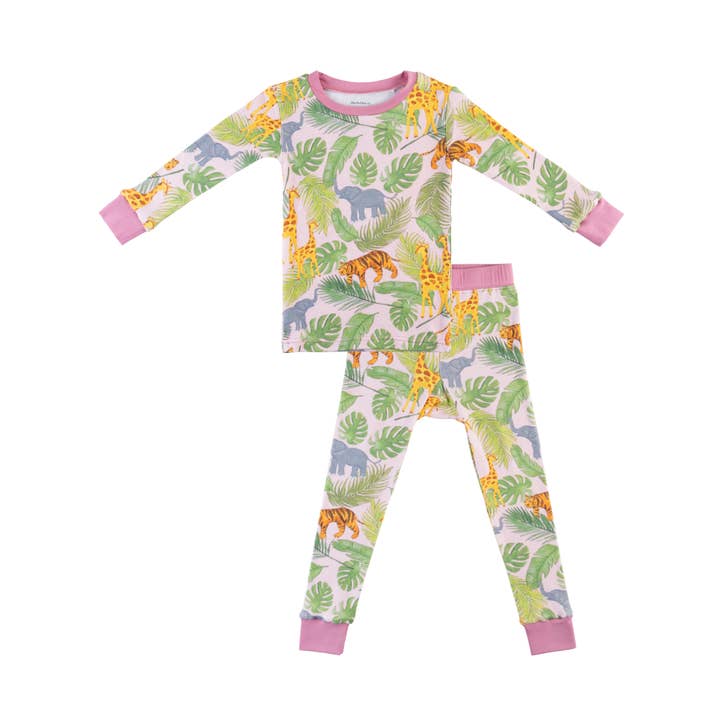 Toddler/Kids Bamboo Pajamas - Pink Safari for wholesale by Dreamland Baby
