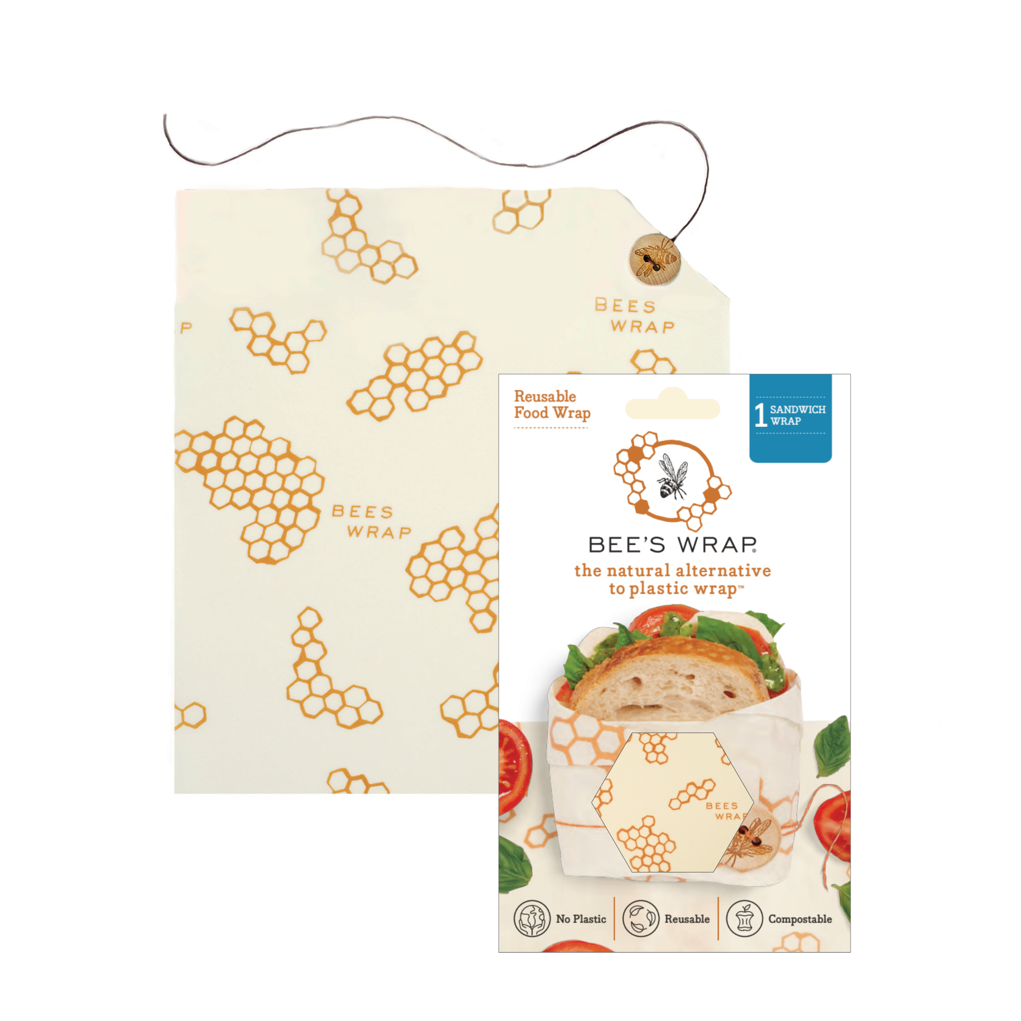 Bee's Wrap - Wholesale Food Storage Wrap/Bag - Sandwich Wrap - Honeycomb2