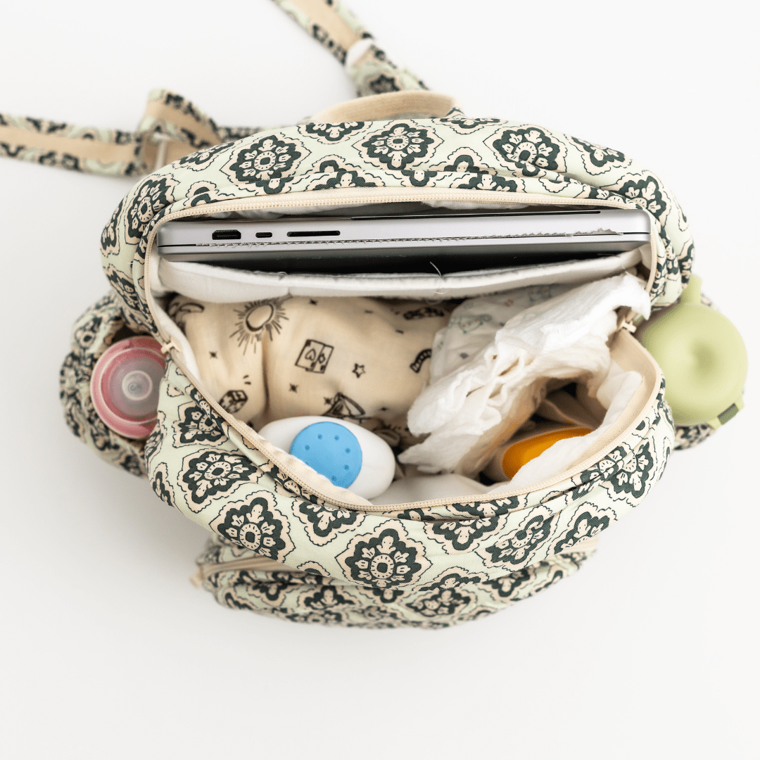 Zoey Inc. – wholesale Nappy bag – Baby – Cotton Mosaic Backpack (Laptop + Diaper Bag)2