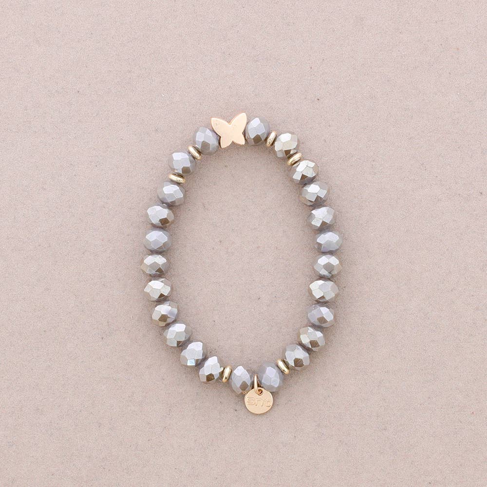 Sonata - Wholesale Beaded Bracelet - Elastic Bracelet with Faceted Crystal Butterfly Metal13