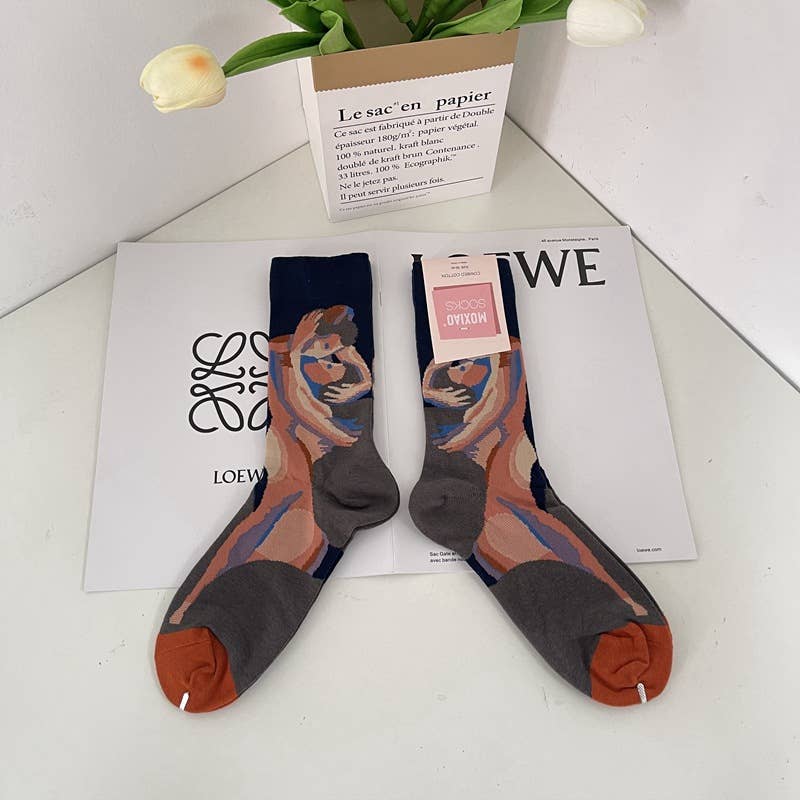 Tourtiwi - Wholesale Socks - Unisex - Retro Art Abstract Print Mid-Calf Socks6
