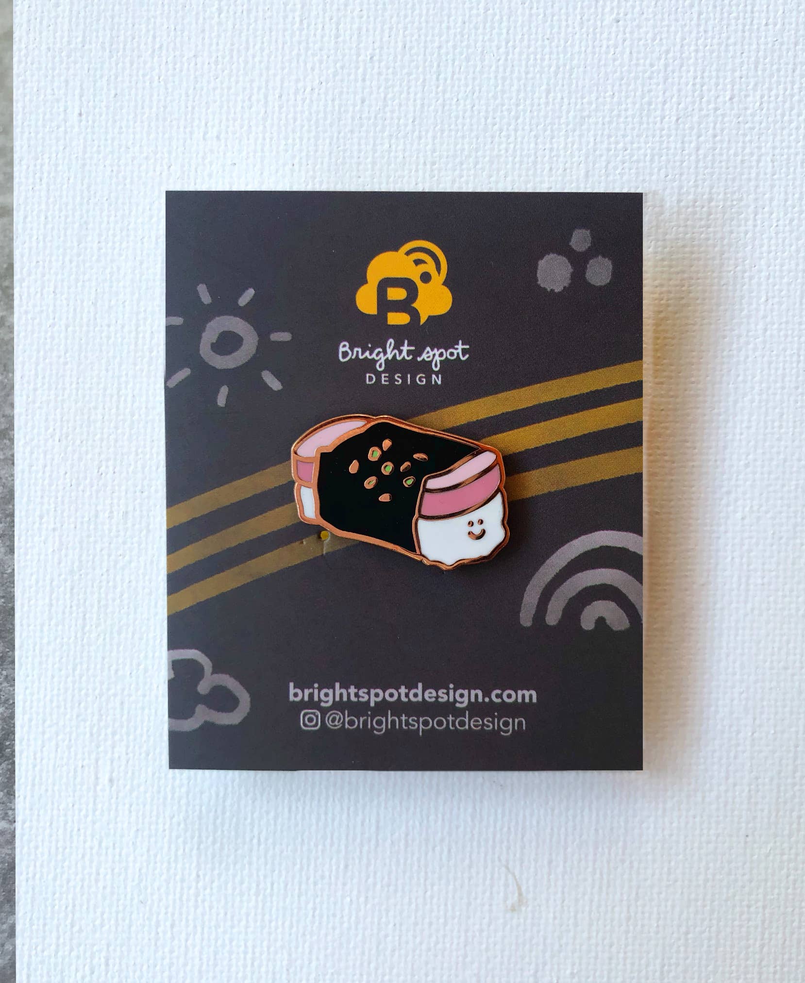 Brightspot Design - Wholesale Lapel Pin/Button - Musubi Mate Enamel Pin1