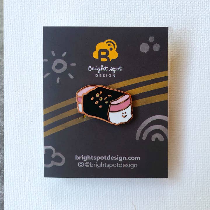 Brightspot Design – wholesale Lapel pin/button – Musubi Mate Enamel Pin1