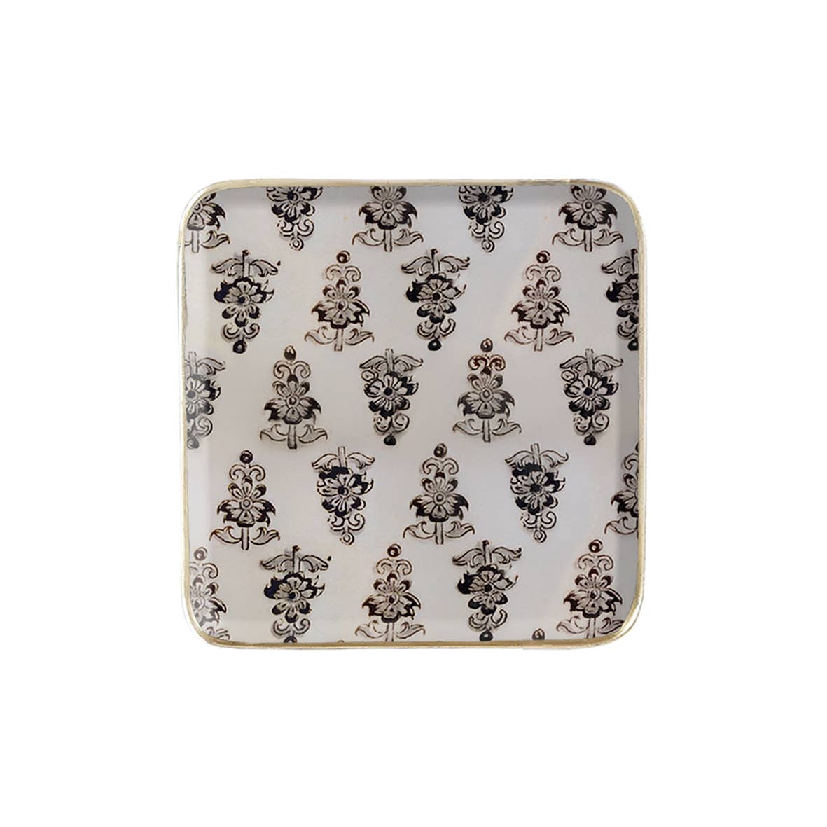 Maison Lilo - Wholesale Serving Tray - Hoya enamel metal tray 20x20 cm, gold border1