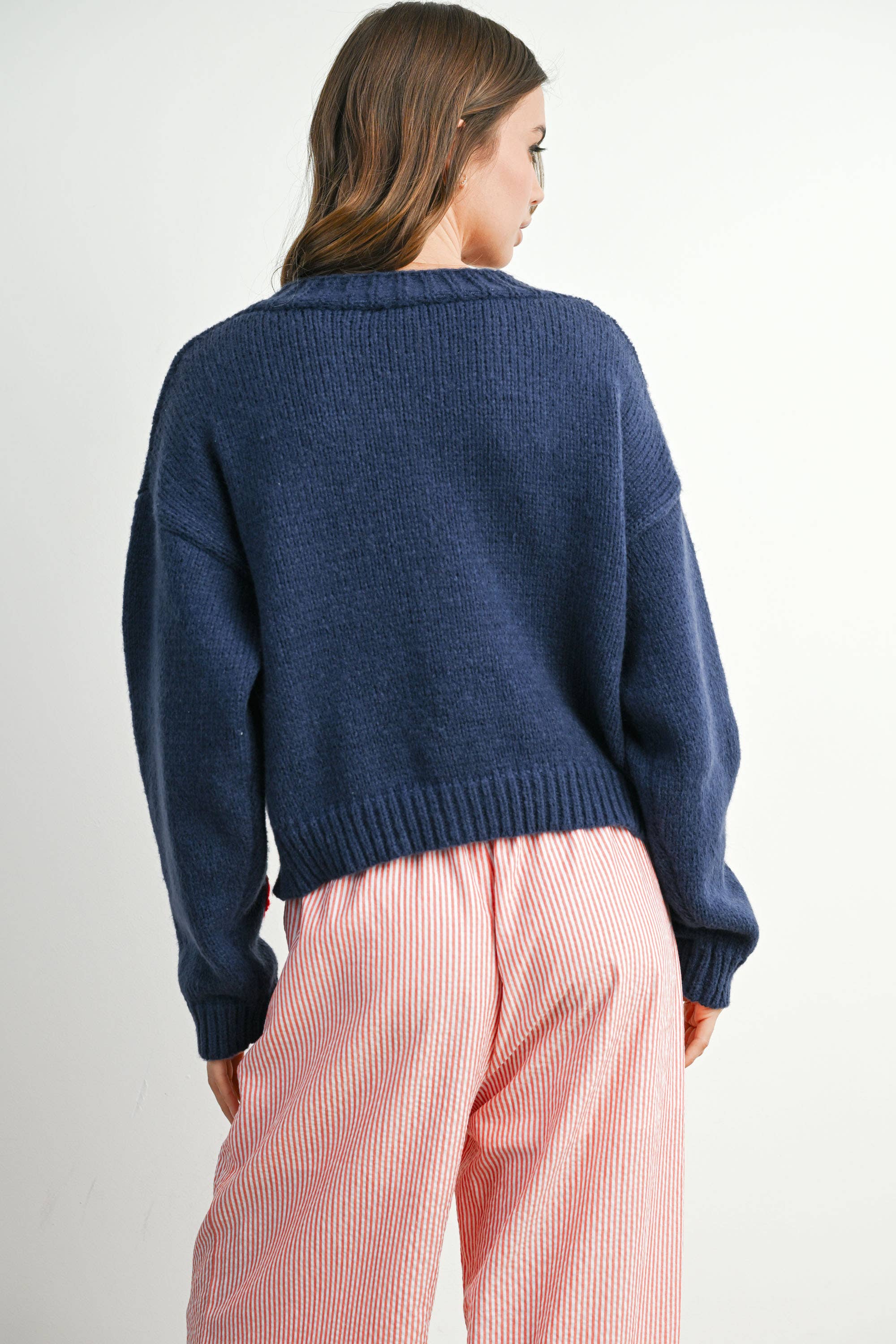 BUTTERMELON – Großhandel Strickjacke – Damen – Kurzer Cardigan mit Erdbeerstickerei - BMC760924