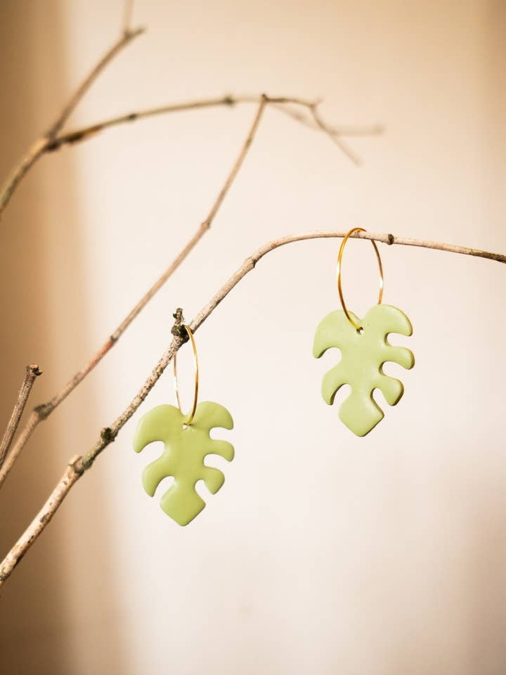 Monstera Hoop Earrings for wholesale by Earrings for Mangos
